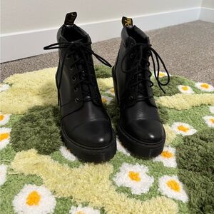 Dr. Martens High-Heel Averil Black Combat Boots